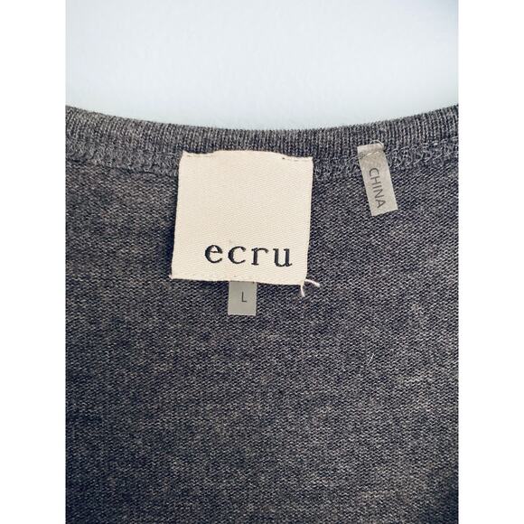 Ecru Suede Long Sleeve Top Large Gray and Tan - Picture 2 of 7